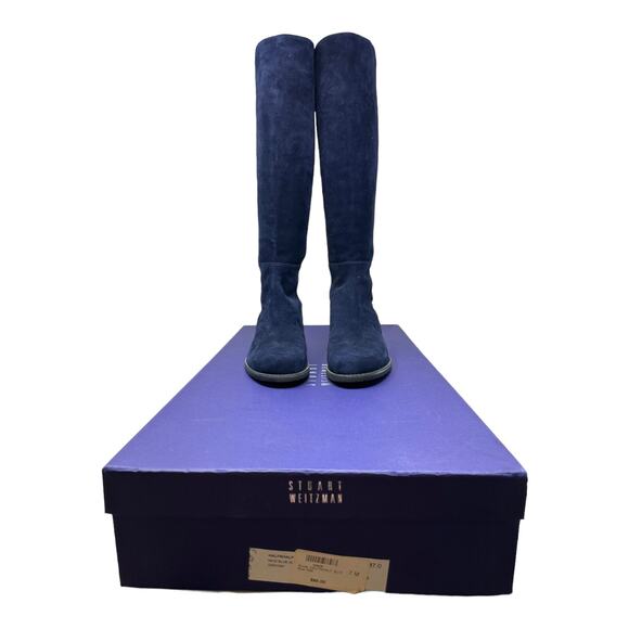 Stuart Weitzman blue leather 5050 knee length boots size 7M - Picture 2 of 16